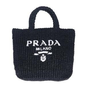 Prada Crochet Net Raffia Tote Shoulder Bag